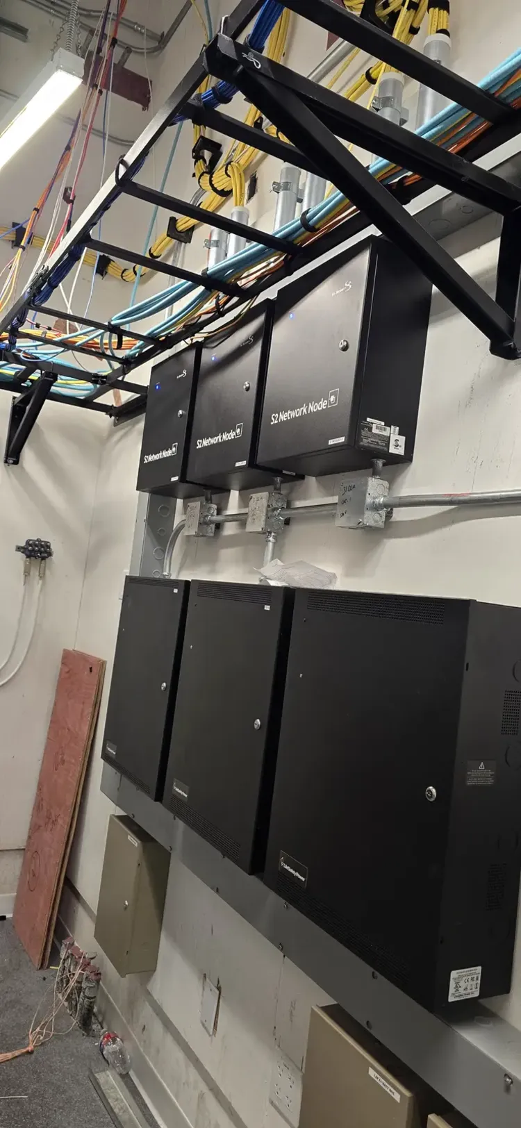 LenelS2 access control panels installed in a commercial equipment room